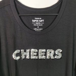 Torrid Black Super Soft Knit "Cheers" Tee